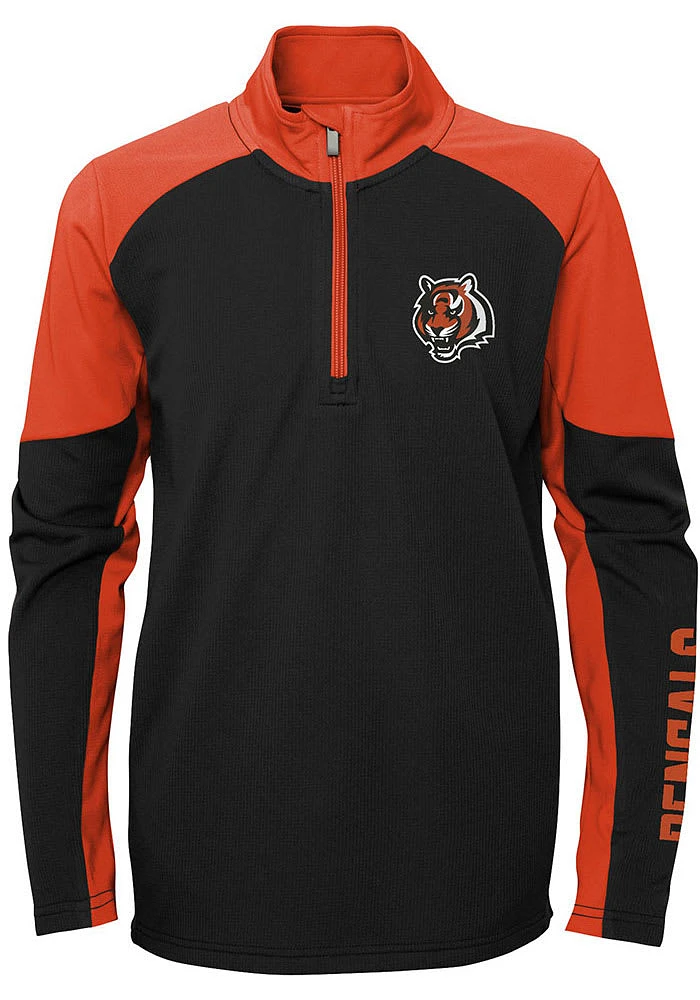 Cincinnati Bengals Youth Black Audible Long Sleeve Quarter Zip Shirt