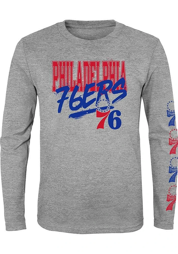 Philadelphia 76ers Youth Grey Get Busy Long Sleeve T-Shirt