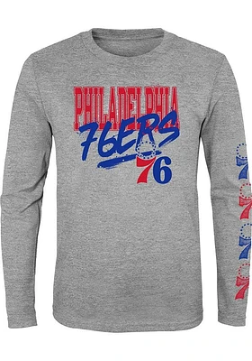 Philadelphia 76ers Youth Grey Get Busy Long Sleeve T-Shirt