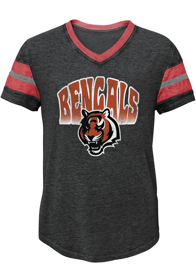 Cincinnati Bengals Girls Black Catch The Wave Short Sleeve Fashion T-Shirt