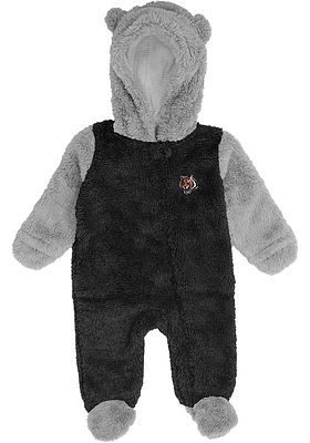 Cincinnati Bengals Baby Black Game Nap Teddy Fleece Loungewear One Piece Pajamas