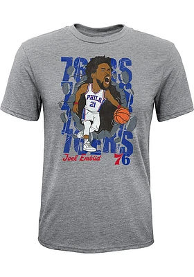Joel Embiid Philadelphia 76ers Youth Grey Hype Breakers Player Tee