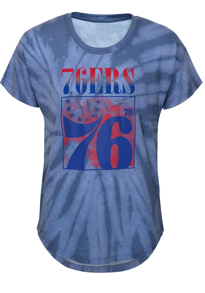 Philadelphia 76ers Girls Blue The Band Tie Dye Short Sleeve Fashion T-Shirt