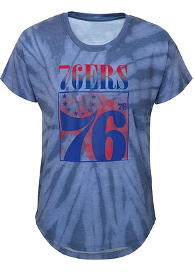 Philadelphia 76ers Girls Blue The Band Tie Dye Short Sleeve Fashion T-Shirt