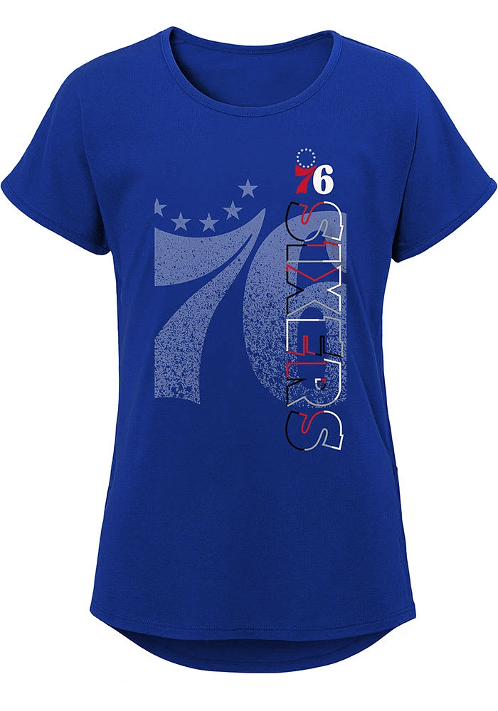 Philadelphia 76ers Girls Blue Sweet Victory Short Sleeve Tee