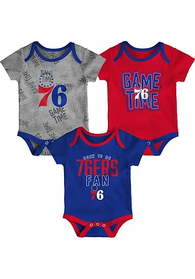 Philadelphia 76ers Baby Blue 3PK Playtime One Piece