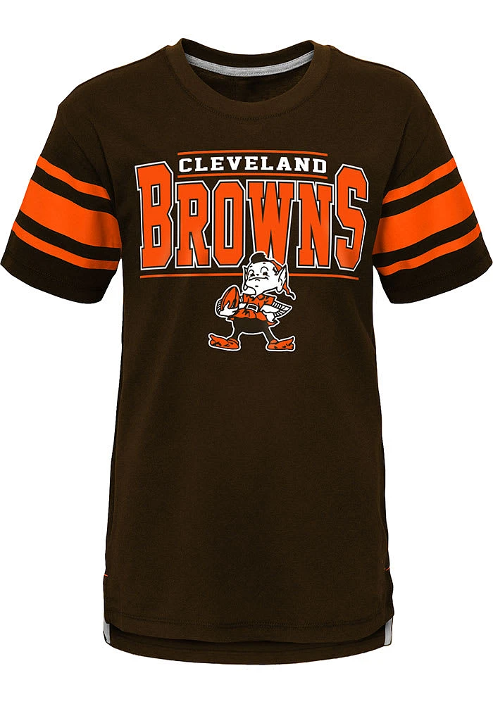 Brownie Outer Stuff Cleveland Browns Youth Brown Huddle Up Short Sleeve Fashion T-Shirt