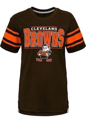 Brownie  Outer Stuff Cleveland Browns Youth Brown Huddle Up Short Sleeve Fashion T-Shirt