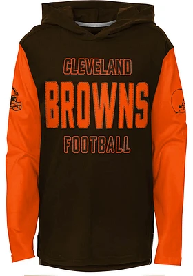 Brownie  Outer Stuff Cleveland Browns Youth Brown Heritage Hooded Long Sleeve T-Shirt