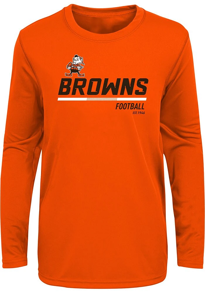 Brownie Outer Stuff Cleveland Browns Boys Orange Engage Long Sleeve T-Shirt