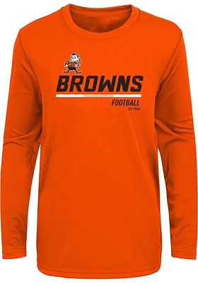 Brownie  Outer Stuff Cleveland Browns Boys Orange Engage Long Sleeve T-Shirt