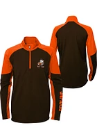 Brownie  Outer Stuff Cleveland Browns Youth Brown Audible Long Sleeve Quarter Zip Shirt