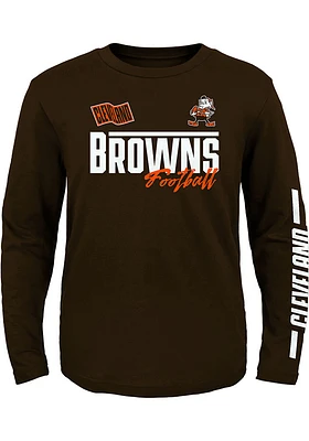 Brownie  Outer Stuff Cleveland Browns Boys Brown Race Time Long Sleeve T-Shirt