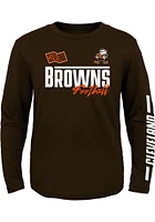 Brownie  Outer Stuff Cleveland Browns Boys Brown Race Time Long Sleeve T-Shirt