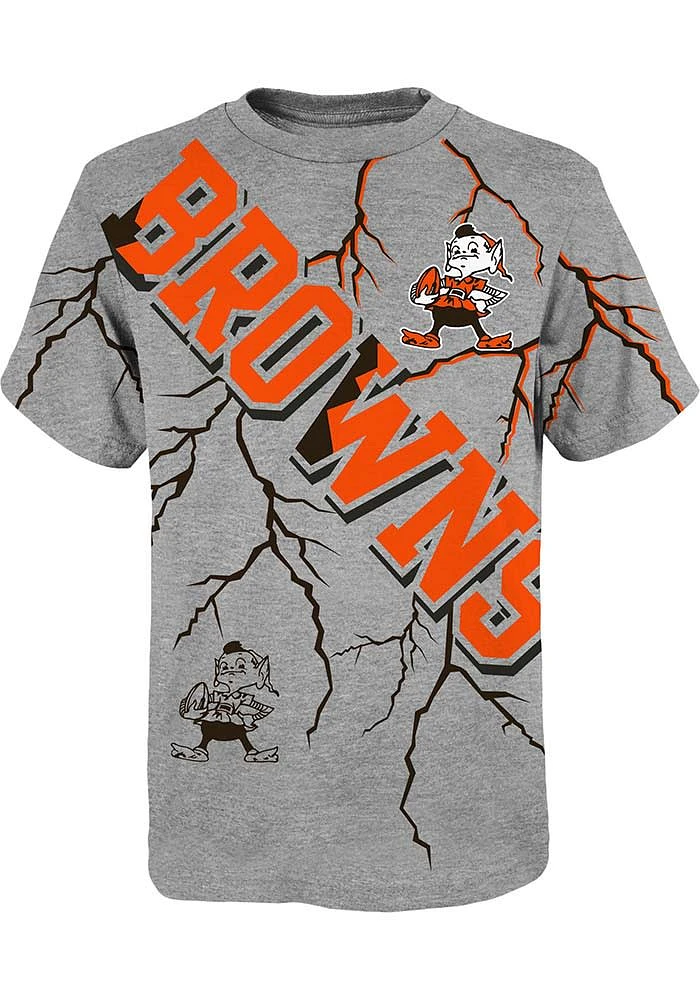 Brownie Outer Stuff Cleveland Browns Youth Grey Highlights Short Sleeve T-Shirt