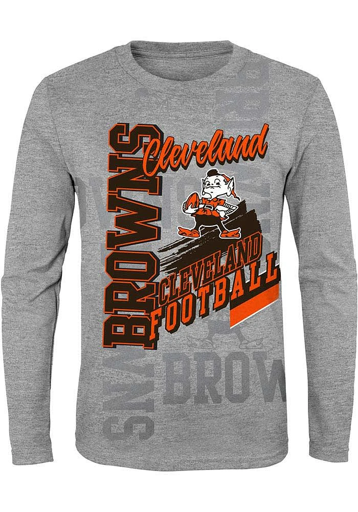 Brownie Outer Stuff Cleveland Browns Youth Grey Game Day Vibes Long Sleeve T-Shirt