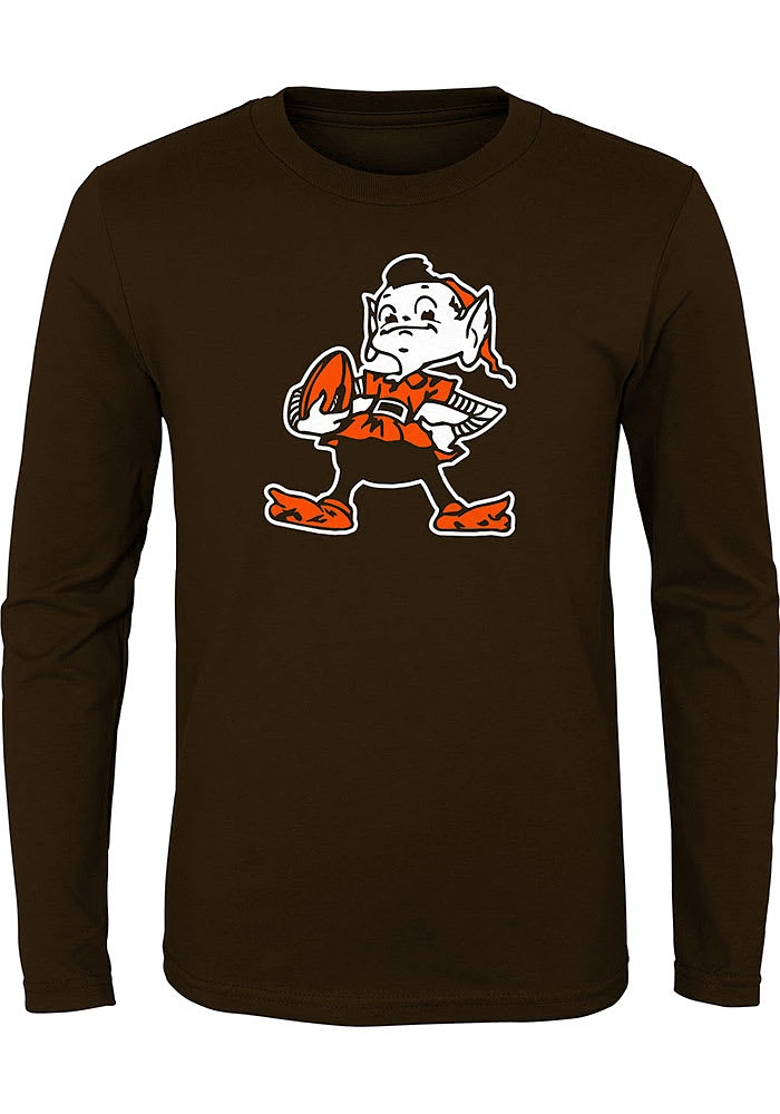 Brownie Outer Stuff Cleveland Browns Boys Brown Logo Long Sleeve T-Shirt
