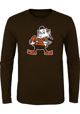 Brownie  Outer Stuff Cleveland Browns Boys Brown Logo Long Sleeve T-Shirt