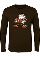 Brownie  Outer Stuff Cleveland Browns Boys Brown Logo Long Sleeve T-Shirt