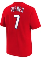 Trea Turner  Philadelphia Phillies Boys Red Name and Number Short Sleeve T-Shirt