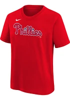 Trea Turner  Philadelphia Phillies Boys Red Name and Number Short Sleeve T-Shirt