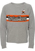 Brownie  Outer Stuff Cleveland Browns Girls Grey All Striped Up Long Sleeve T-shirt