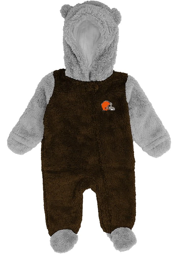 Cleveland Browns Baby Brown Game Nap Teddy Fleece Loungewear One Piece Pajamas