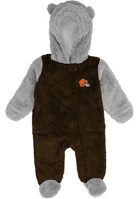 Cleveland Browns Baby Brown Game Nap Teddy Fleece Loungewear One Piece Pajamas
