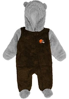 Cleveland Browns Baby Brown Game Nap Teddy Fleece Loungewear One Piece Pajamas