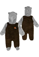 Cleveland Browns Baby Brown Game Nap Teddy Fleece Loungewear One Piece Pajamas