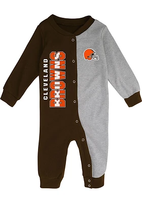 Cleveland Browns Baby Brown Half Time Coverall Long Sleeve One Piece