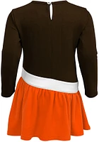 Cleveland Browns Toddler Brown Heart To Long Sleeve Dress