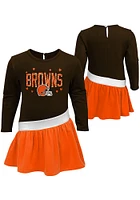 Cleveland Browns Toddler Brown Heart To Long Sleeve Dress