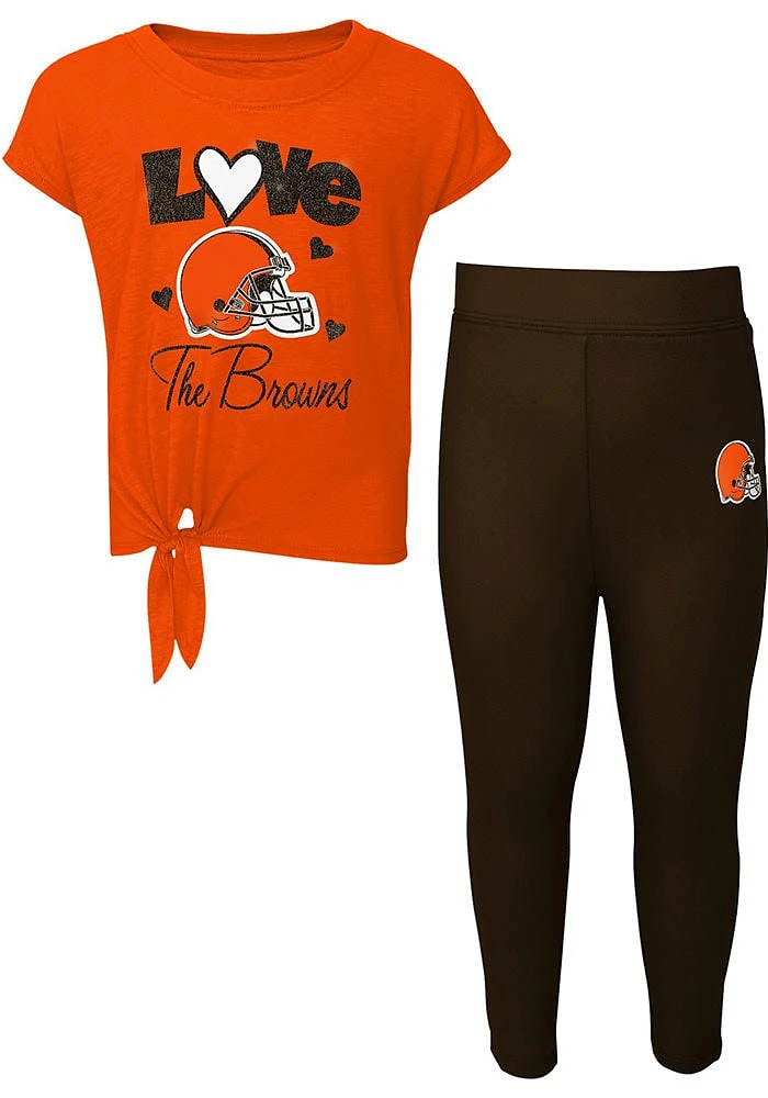 Cleveland Browns Girls Brown Forever Love Set Top and Bottom