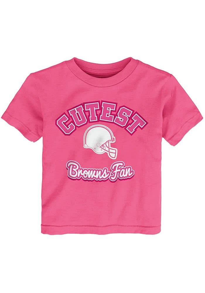 Cleveland Browns Toddler Girls Pink Cutest Fan Short Sleeve T-Shirt