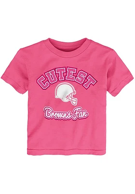 Cleveland Browns Toddler Girls Pink Cutest Fan Short Sleeve T-Shirt