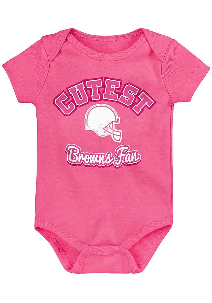 Cleveland Browns Baby Pink Cutest Fan Design Short Sleeve One Piece