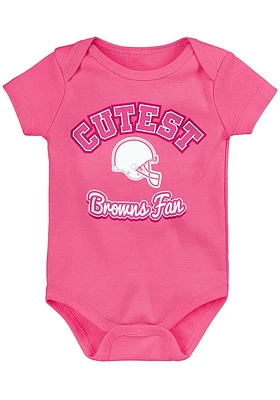 Cleveland Browns Baby Pink Cutest Fan Design Short Sleeve One Piece