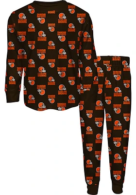 Cleveland Browns Kids Brown All Over Logo Set Loungewear PJ