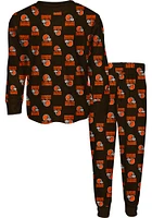 Cleveland Browns Kids Brown All Over Logo Set Loungewear PJ