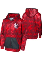 St Louis Cardinals Youth Red Ticker Tape Long Sleeve Full Zip Jacket