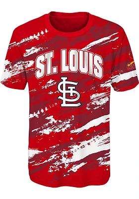 St Louis Cardinals Youth Red Stealing Home Short Sleeve T-Shirt