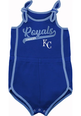 Kansas City Royals Toddler Girls Blue Hit and Run Romper Short Sleeve Dress