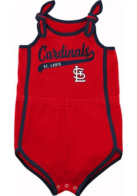 St Louis Cardinals Toddler Girls Red Hit and Run Romper Short Sleeve Dress