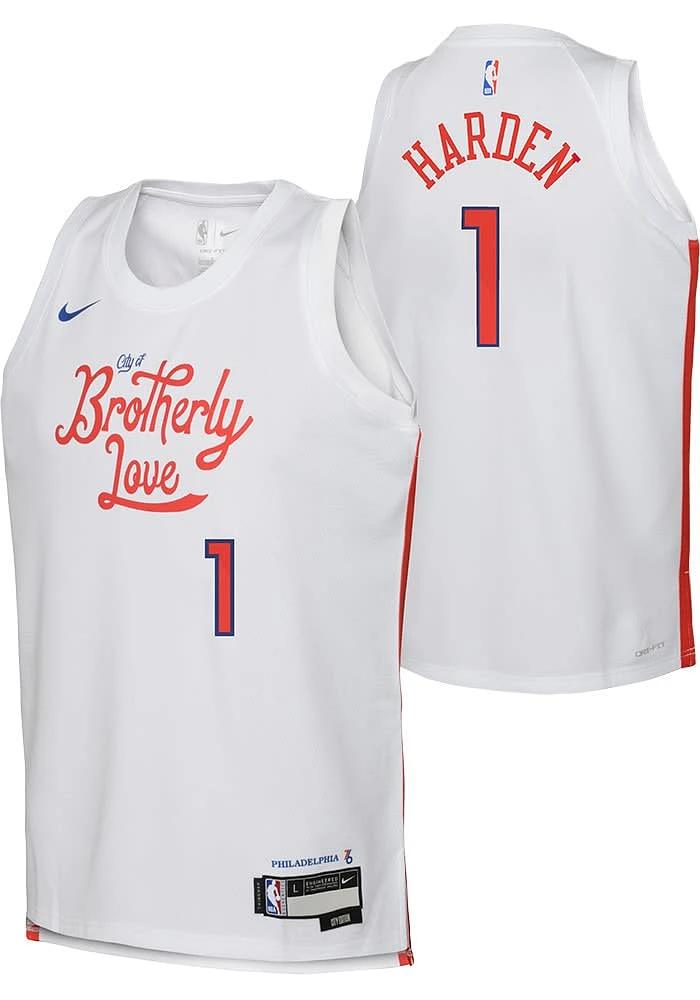 James Harden Nike Philadelphia 76ers Youth City Edition Swingman White Basketball Jersey