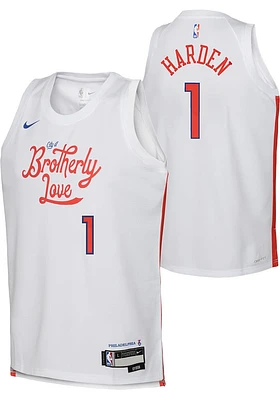 James Harden  Nike Philadelphia 76ers Youth City Edition Swingman White Basketball Jersey