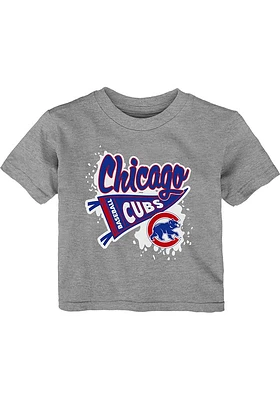 Chicago Cubs Infant Banner Splatter Short Sleeve T-Shirt Grey