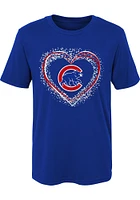 Chicago Cubs Girls Blue Heart Shot Short Sleeve T-Shirt