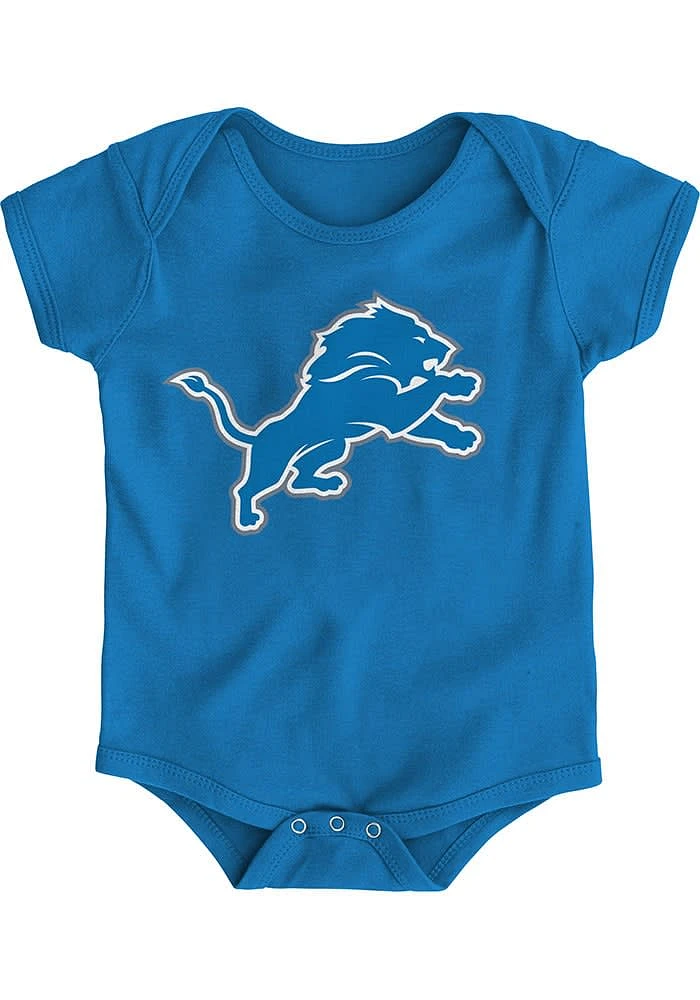 Detroit Lions Baby Blue Primary Logo Designed Short Sleeve One Piece