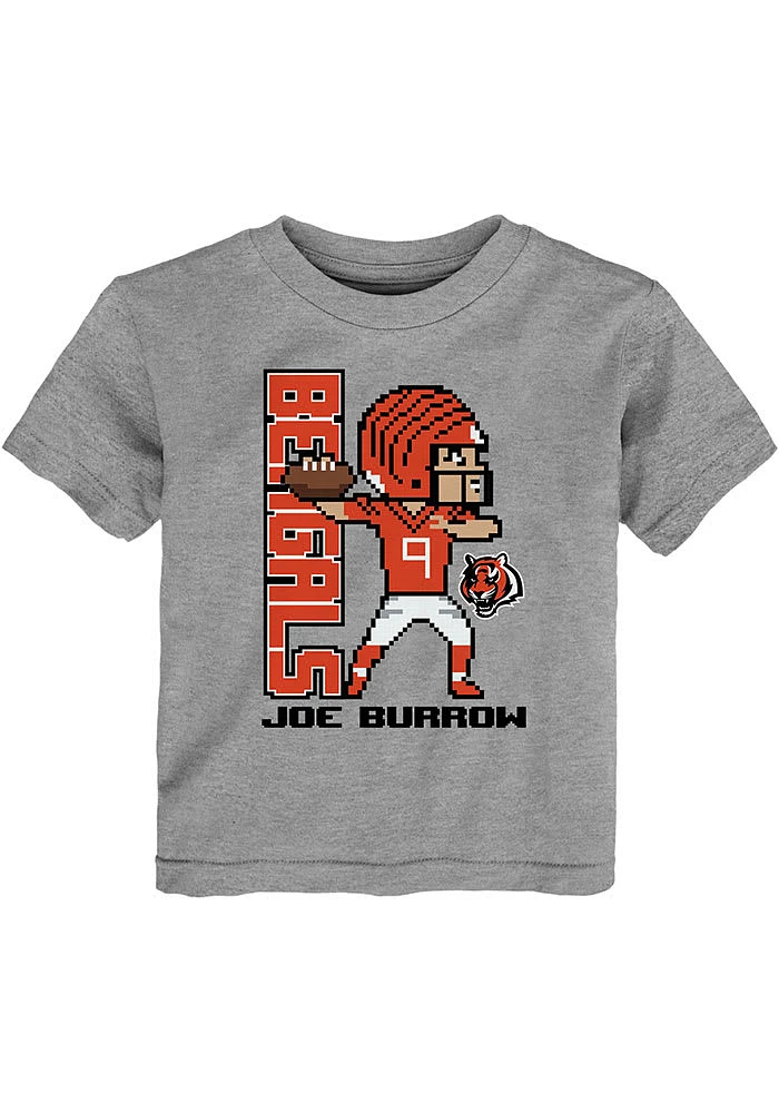 Joe Burrow Cincinnati Bengals Toddler Grey Pixel Player Short Sleeve T Shirt